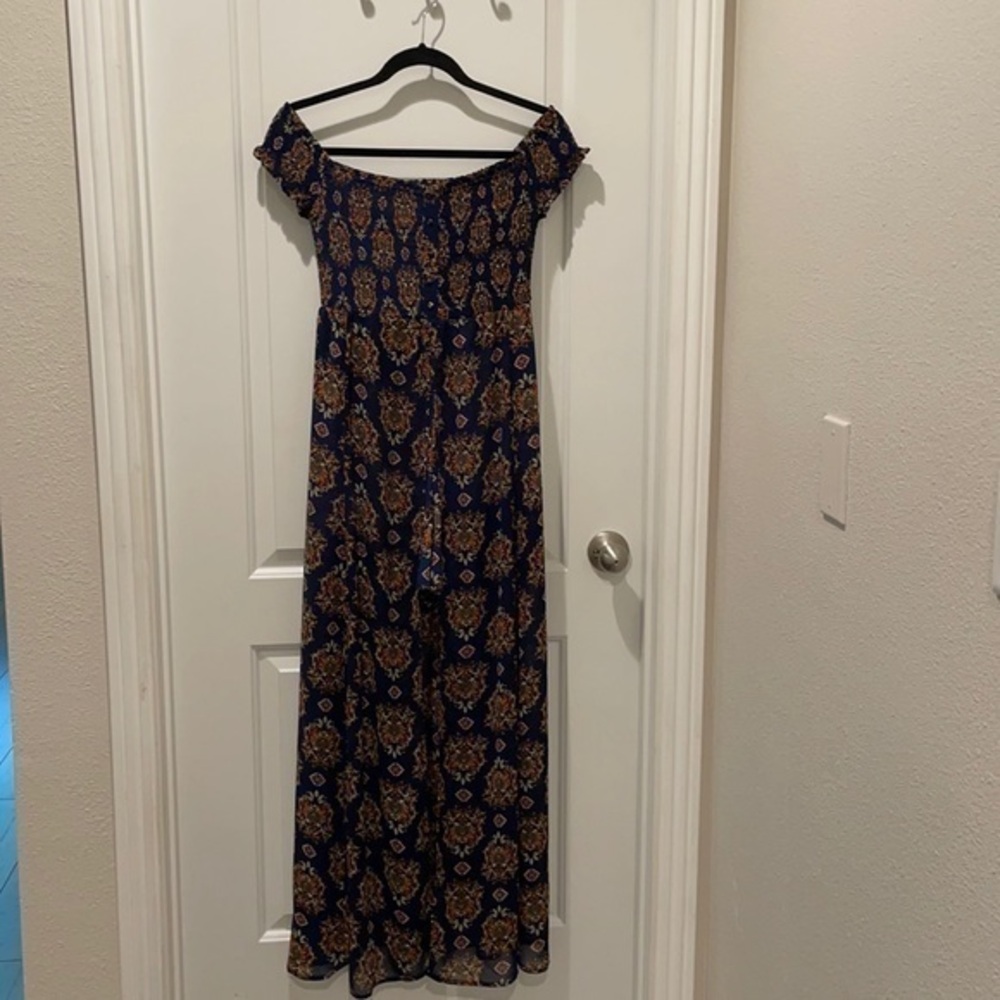 Smocked romper shorts with flowy panel skirt - Picture 1 of 5